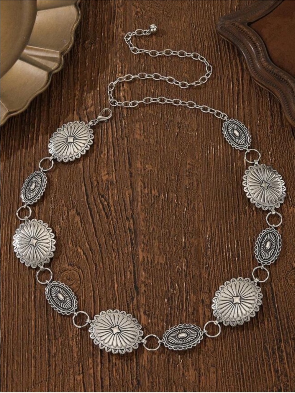 Silver Vintage Concho Chain Belt NEW 🏷️ - Picture 2 of 4